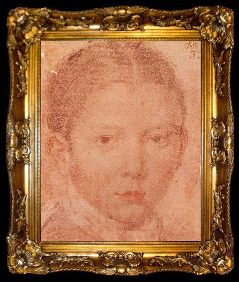 framed  VELAZQUEZ, Diego Rodriguez de Silva y Head-Portrait of Young boy, ta009-2